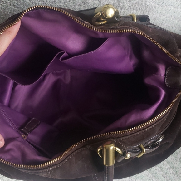 Brown suede coach bag (madsen) - Picture 3 of 5